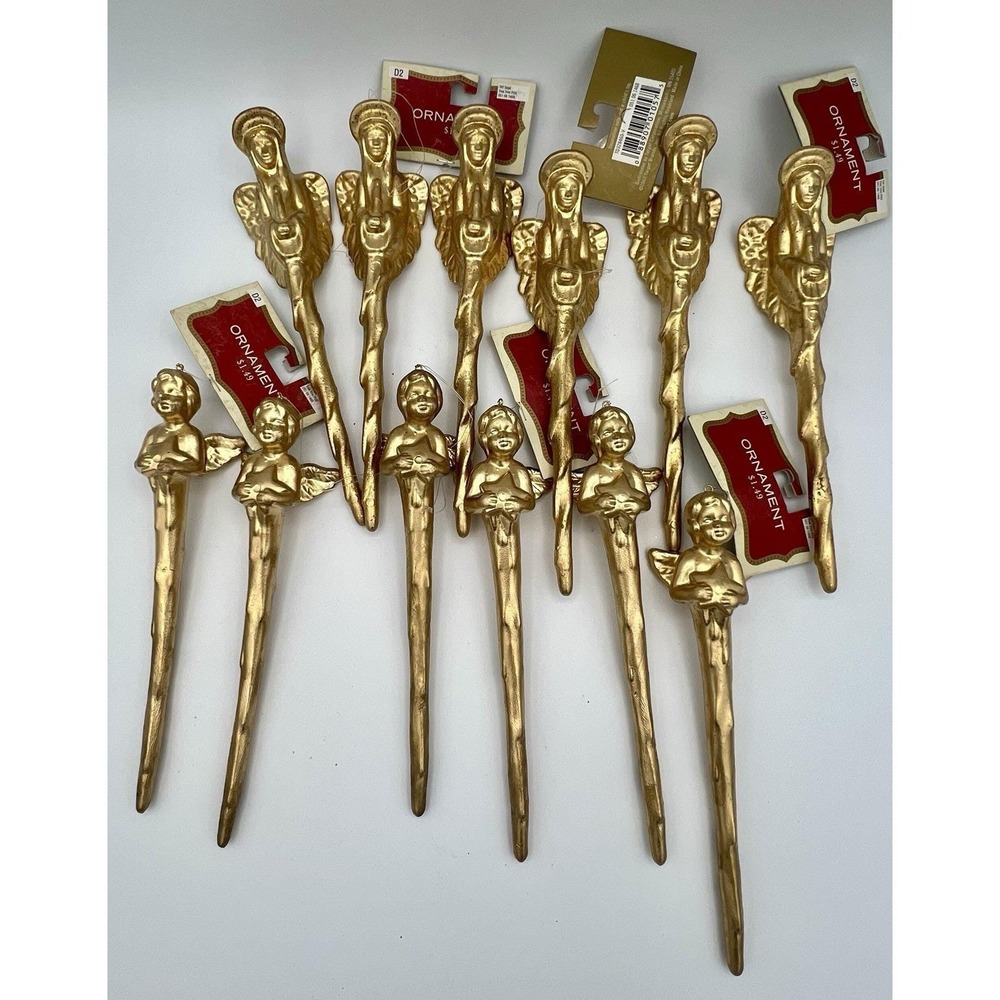 2003 Gold Angel & Virgin Mary Icicle Ornaments 7.5 - 8" Long NWT Lot of 12